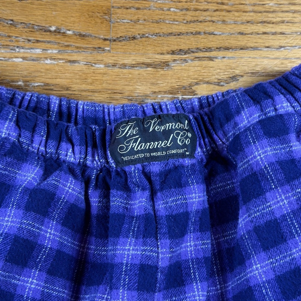 The Vermont Flannel Co Pajama Pants Mens XS Purple Plaid Flannel Elastic Waist